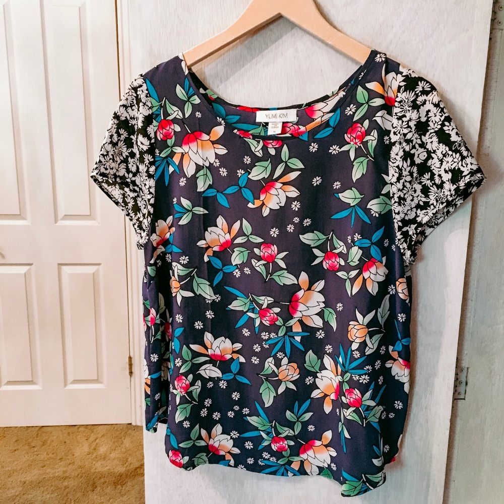 100% Silk Anthropologie Patterned Blouse